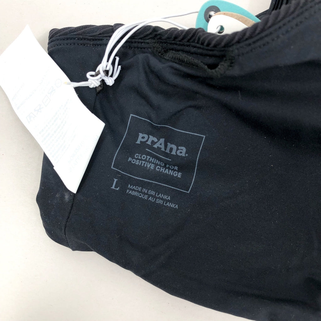 PRANA Women's Onyx Bay Bikini Top Large Black Ottoman High Neck Ribbed NWT