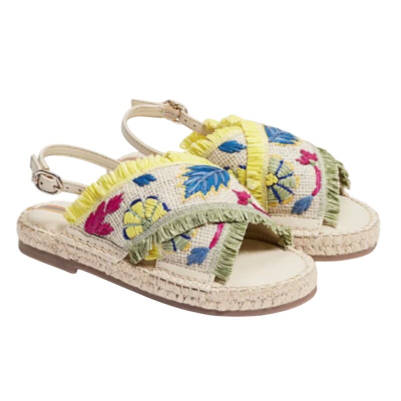 Sam Edelman Girls Kayden Slingback Sandals Size 13 Beige Multicolor Leather NIB