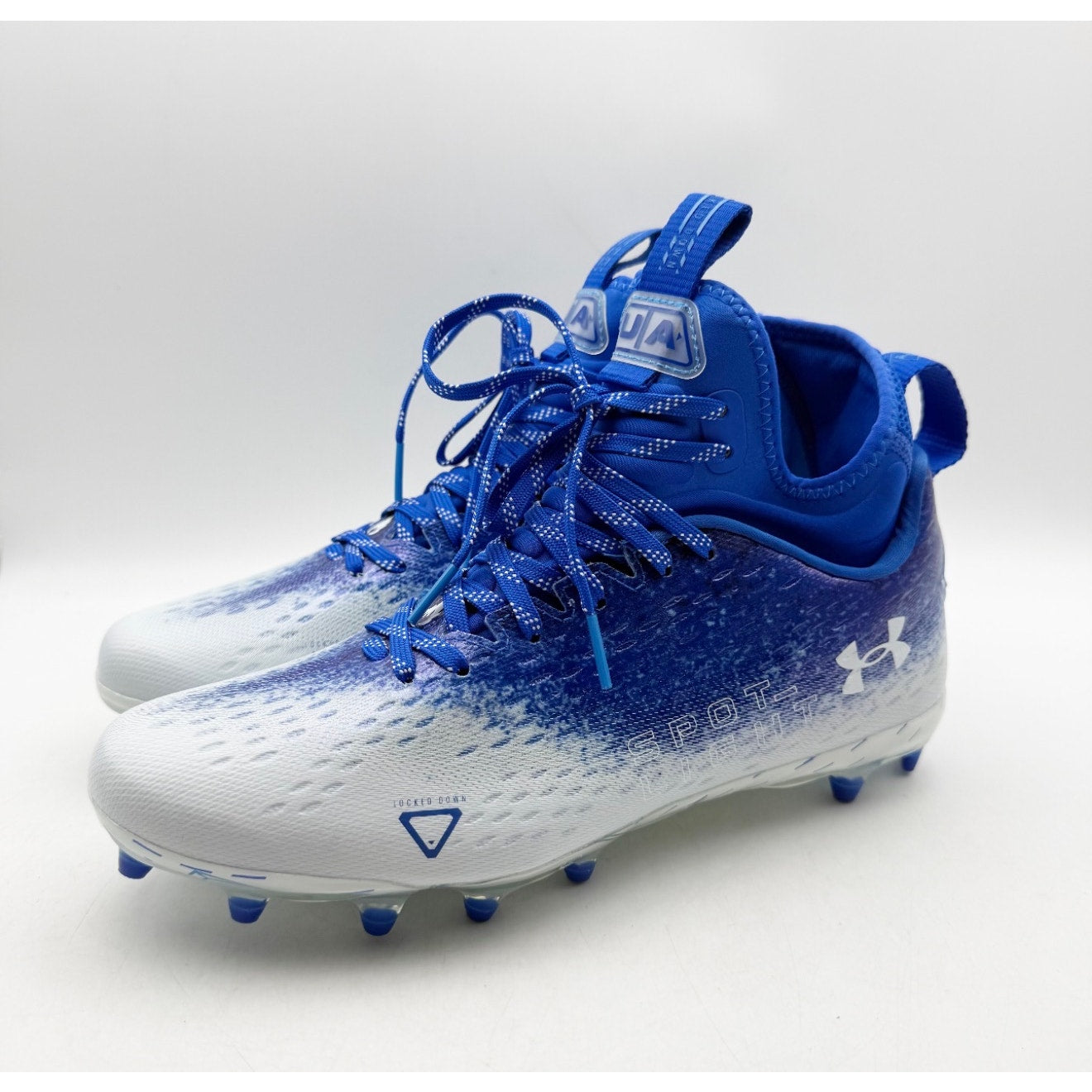 Under Armour Mens Spotlight Lux MC 2.0 Football Cleat Size 8.5 Blue White NWOB