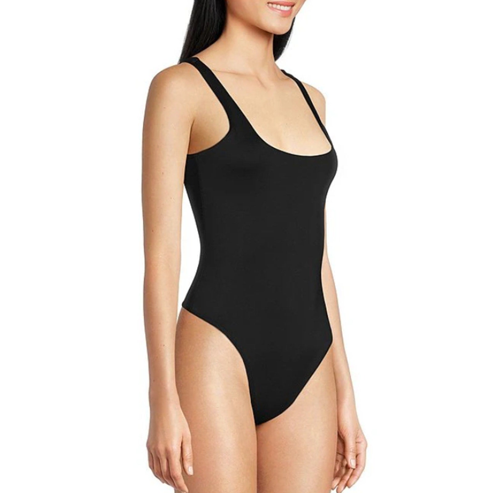 GOOD AMERICAN Women's Good Form Modern Tank Bodysuit Medium Black NWT