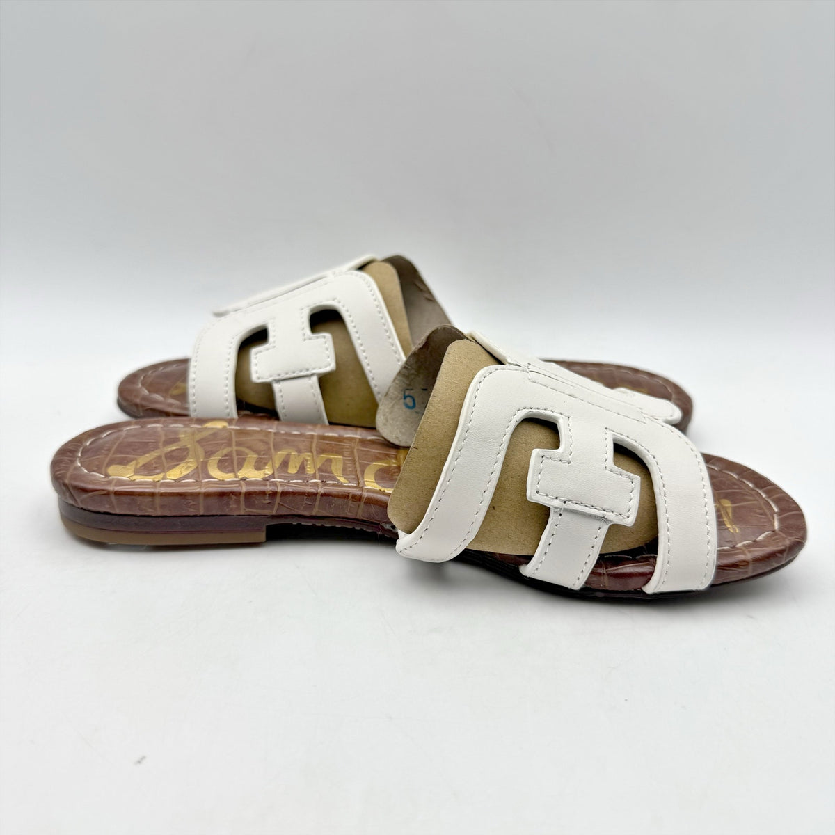 Sam Edelman Kids Bay Slide Sandals Size 13 White Leather Flats NIB