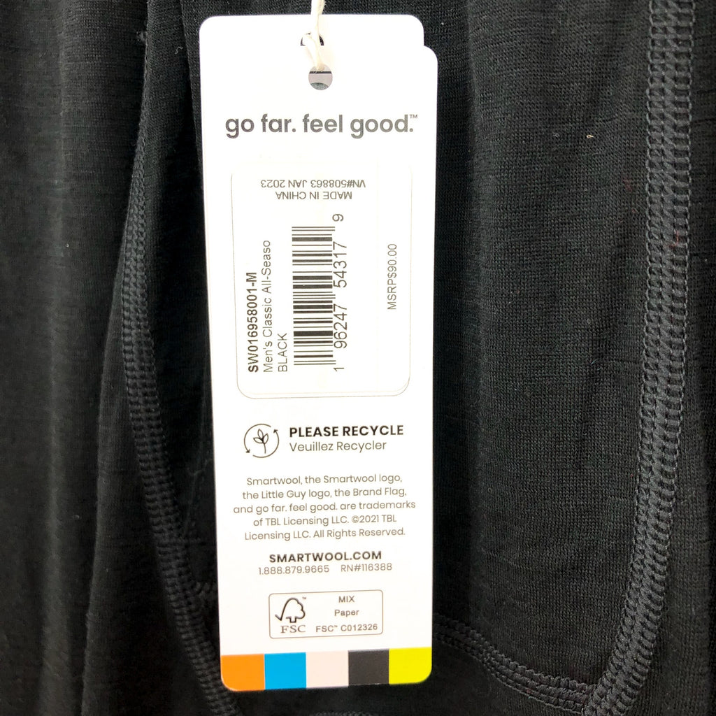 A5801. SMARTWOOL- MENS MEDIUM- Classic All Season Merino Bottom Black Base Layer NWT