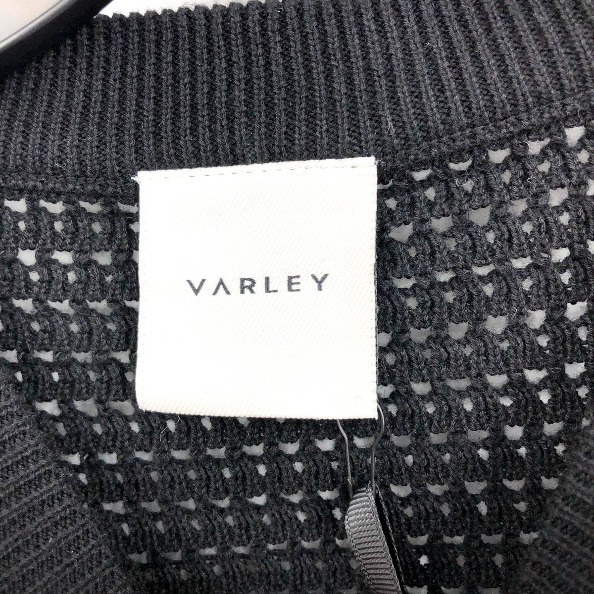 VARLEY Women's Kershaw Sweat Pullover Sweater XXS Black Open Knit Cotton NWT