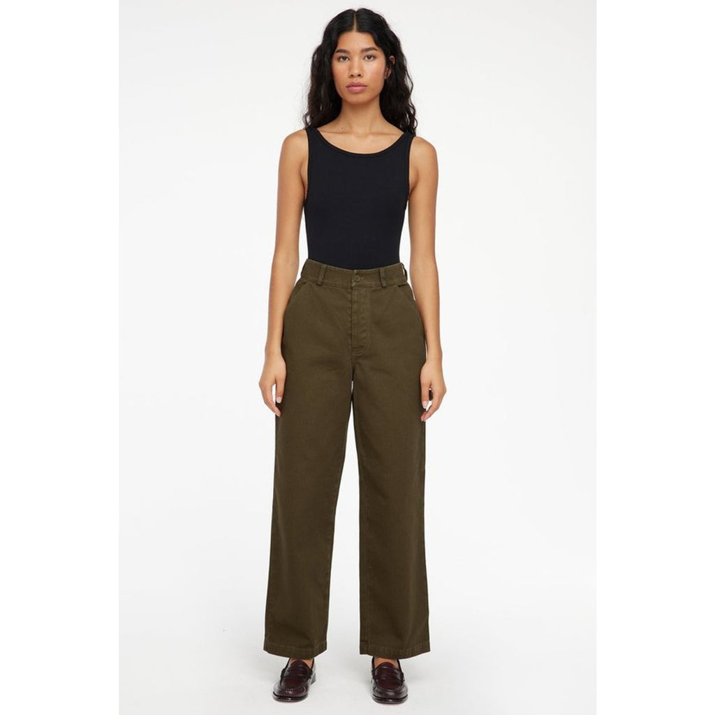 LACAUSA Women's Aiden Trouser Jeans Size 4 Green Brown Nori Mid Rise NWT