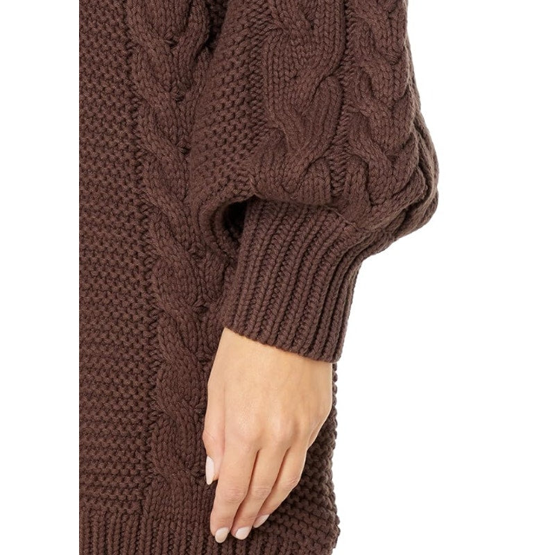 BARDOT Bell Knit Sweater Dress Large US 8 Brown Chocolate Long Sleeves NWT