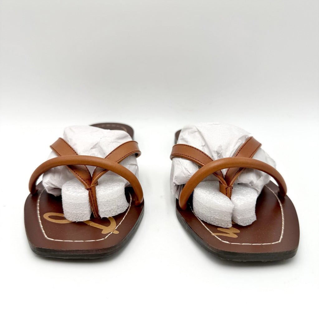 Sam Edelman Womens Abbey Flat Sandals Size 7 EU 37 Brown Leather NIB