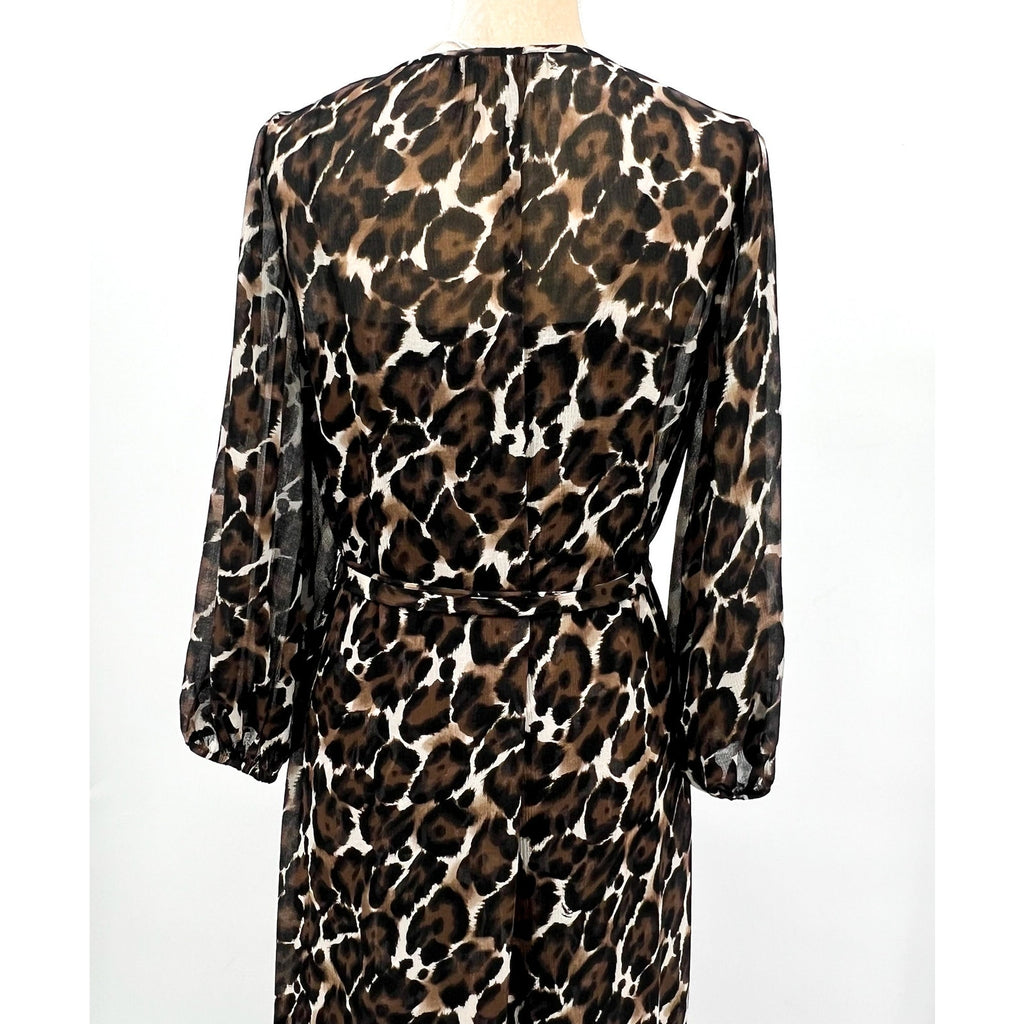 TRINA TURK Women's Shalina Tie-Waist Maxi Dress Large Black Lampoul Leopard NWT