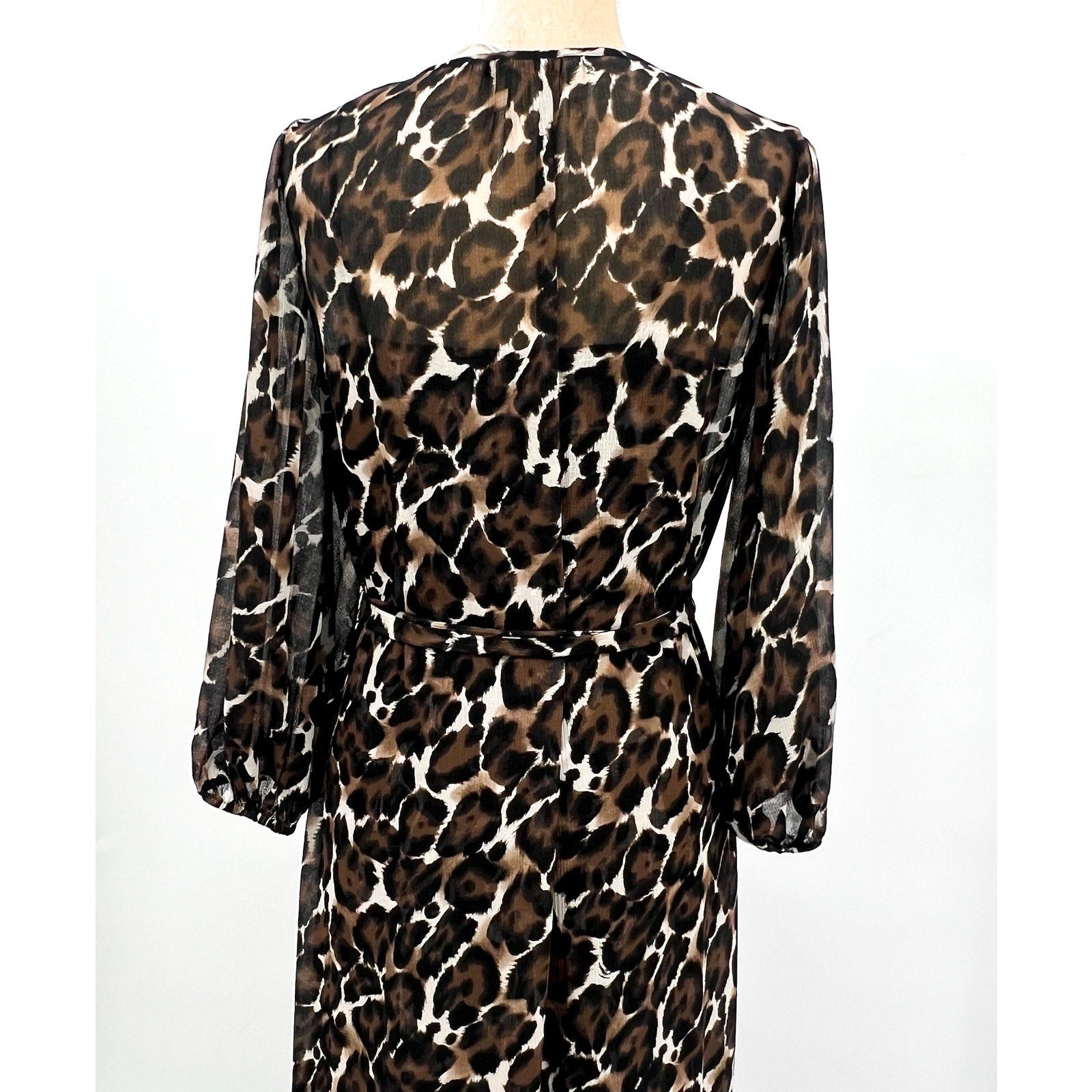 TRINA TURK Women's Shalina Tie-Waist Maxi Dress Large Black Lampoul Leopard NWT