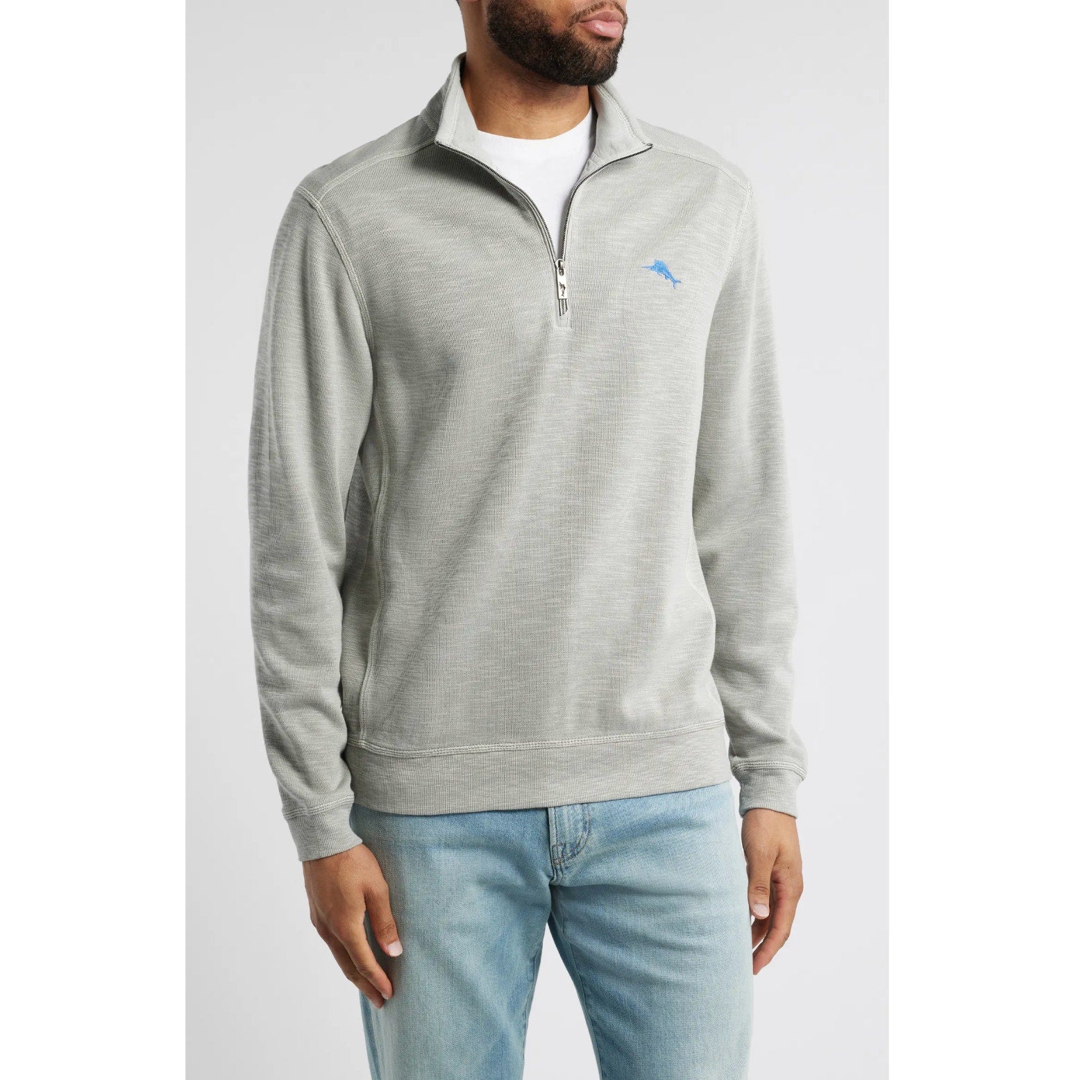 TOMMY BAHAMA Men's Tobago Bay Half Zip Sweatshirt Medium Smoke Grey NWOT