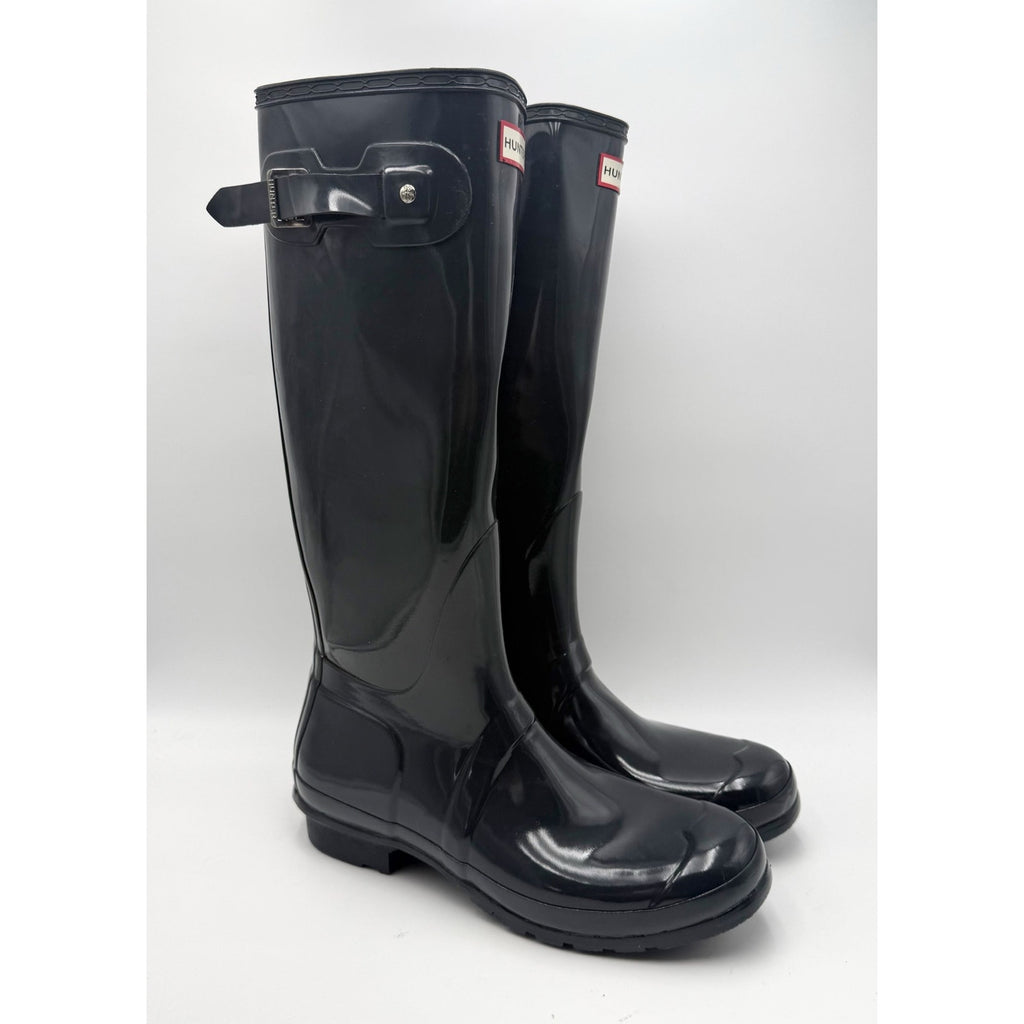 Hunter Womens Original Tall Gloss Rain Boots Size 11 Dark Slate Waterproof NWOB