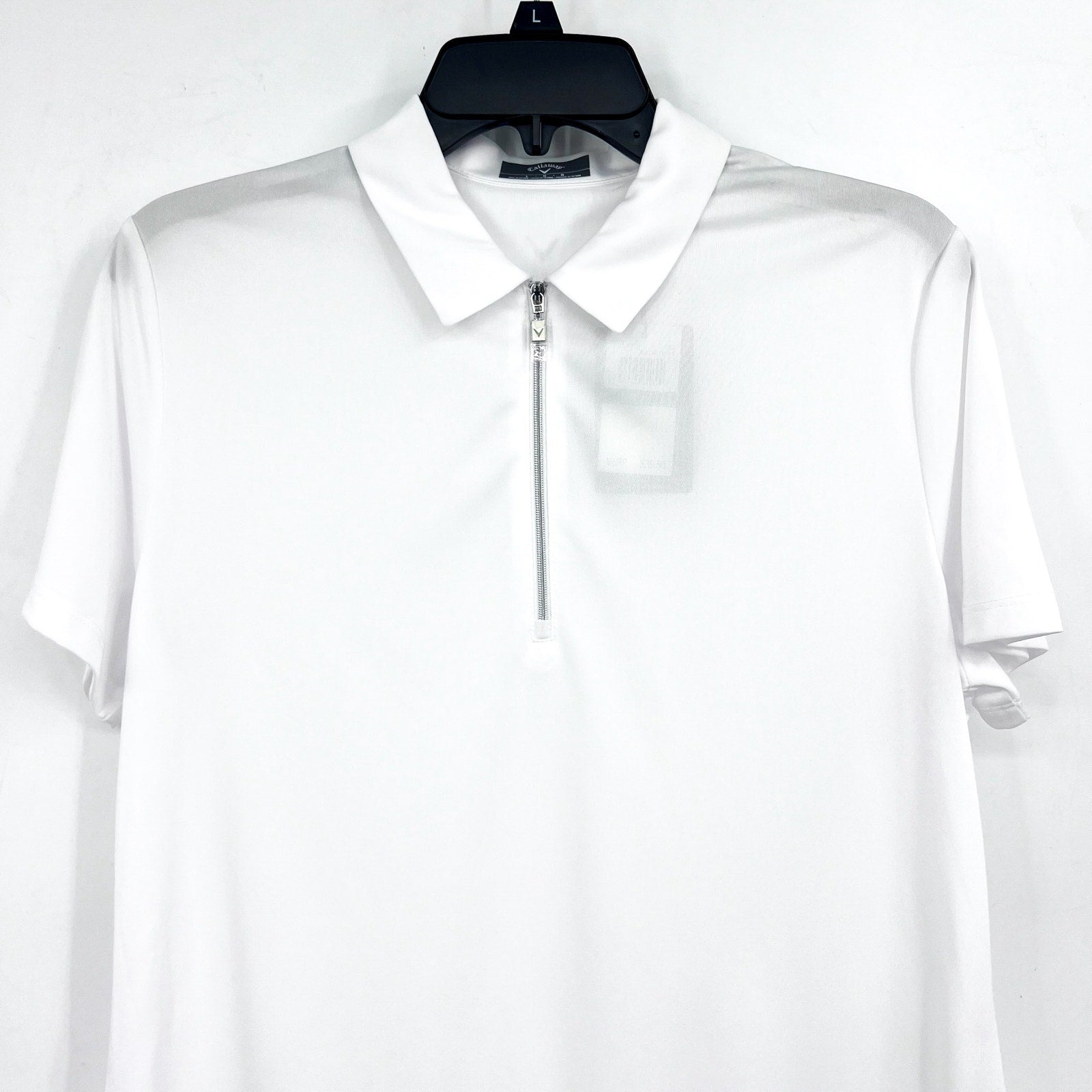 CALLAWAY 1/4 Zip Short Sleeve Golf Polo Shirt Large Brilliant White Heather NWT