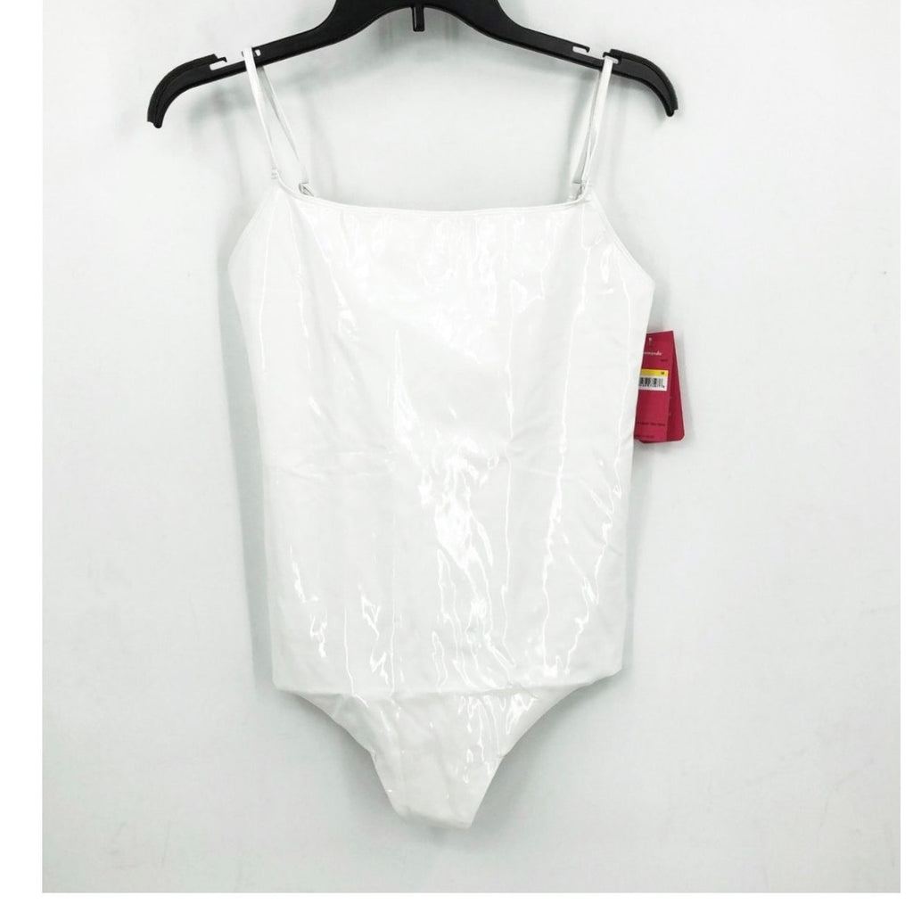 COMMANDO Women's Faux Patent Leather Cami Bodysuit Medium White NWT BDS310