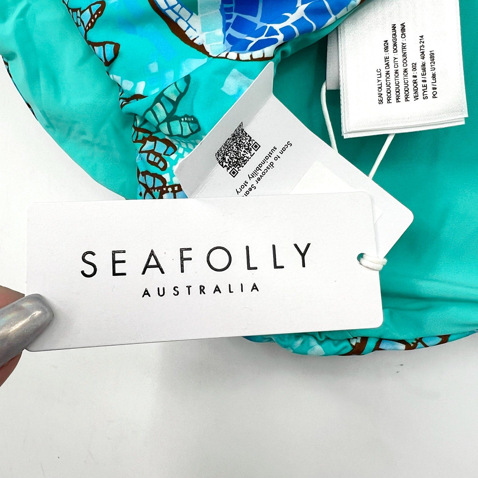 SEAFOLLY Women's La Mer Hipster Bikini Bottoms Size 10 Aquatic Blue NWT