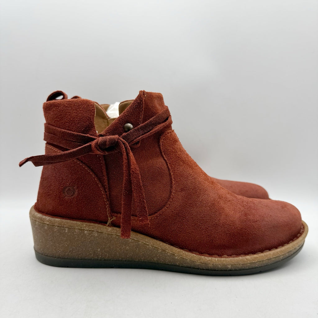 Born Womens Vaughn Ankle Booties US 10 M EU 40.5 Red Brown Suede NWOB