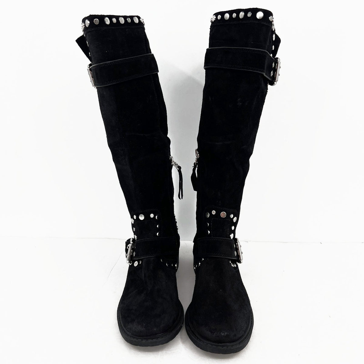 Sam Edelman Womens Deryn Studded Knee High Boots Size 7 EU 37 Black Suede NWOB