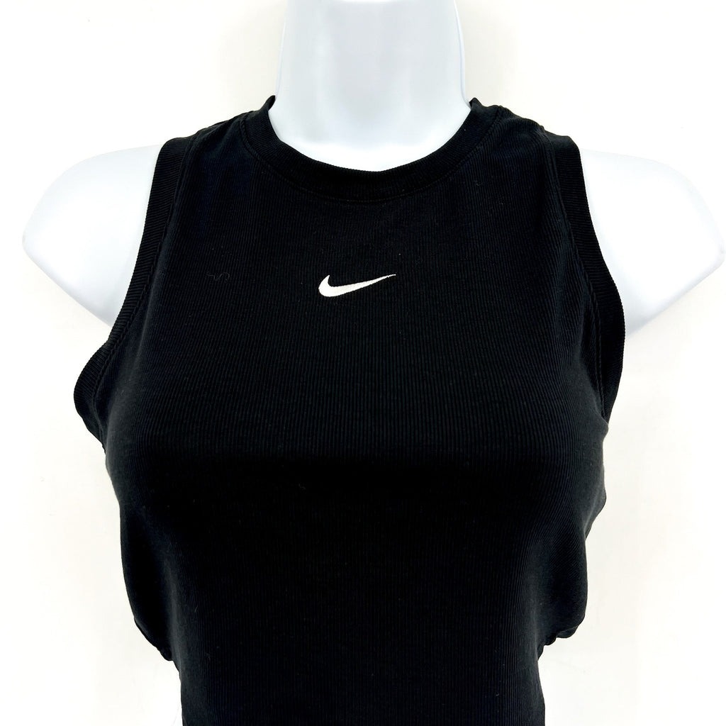 NIKE Sportswear Chill Knit Tight Cropped Mini-Rib Tank Top XS Black NWT