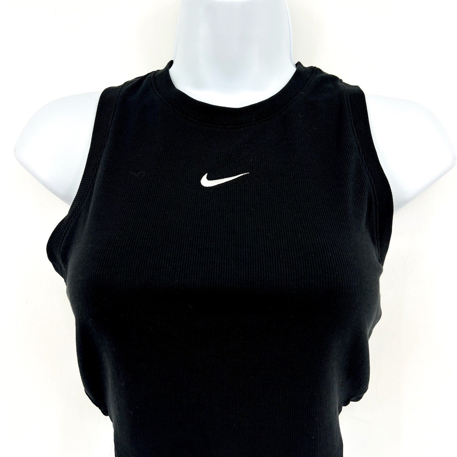 NIKE Sportswear Chill Knit Tight Cropped Mini-Rib Tank Top XS Black NWT