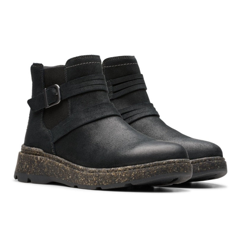 Clarks Womens Noralyn Ankle Boots US 8.5 Wide EU 39.5 Black Suede NIB