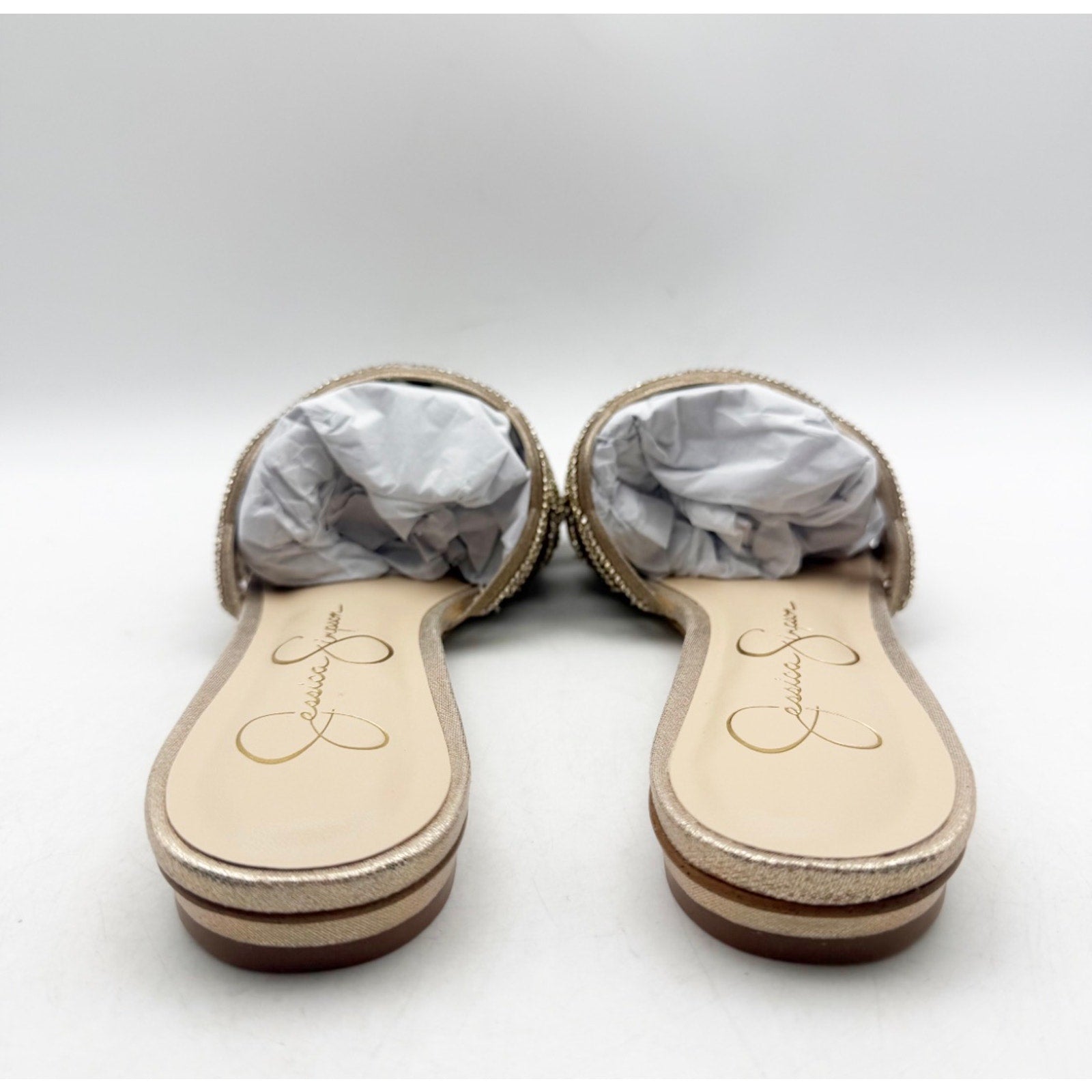 JESSICA SIMPSON Women's Dorothea Sandals Size 7 M Gold Champagne Slip On NIB