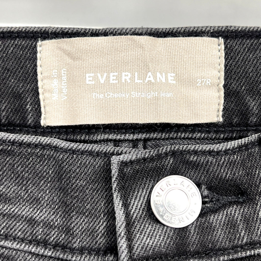 EVERLANE Women's The Cheeky Straight Jeans 27R US 4 Washed Black Stretch NWT