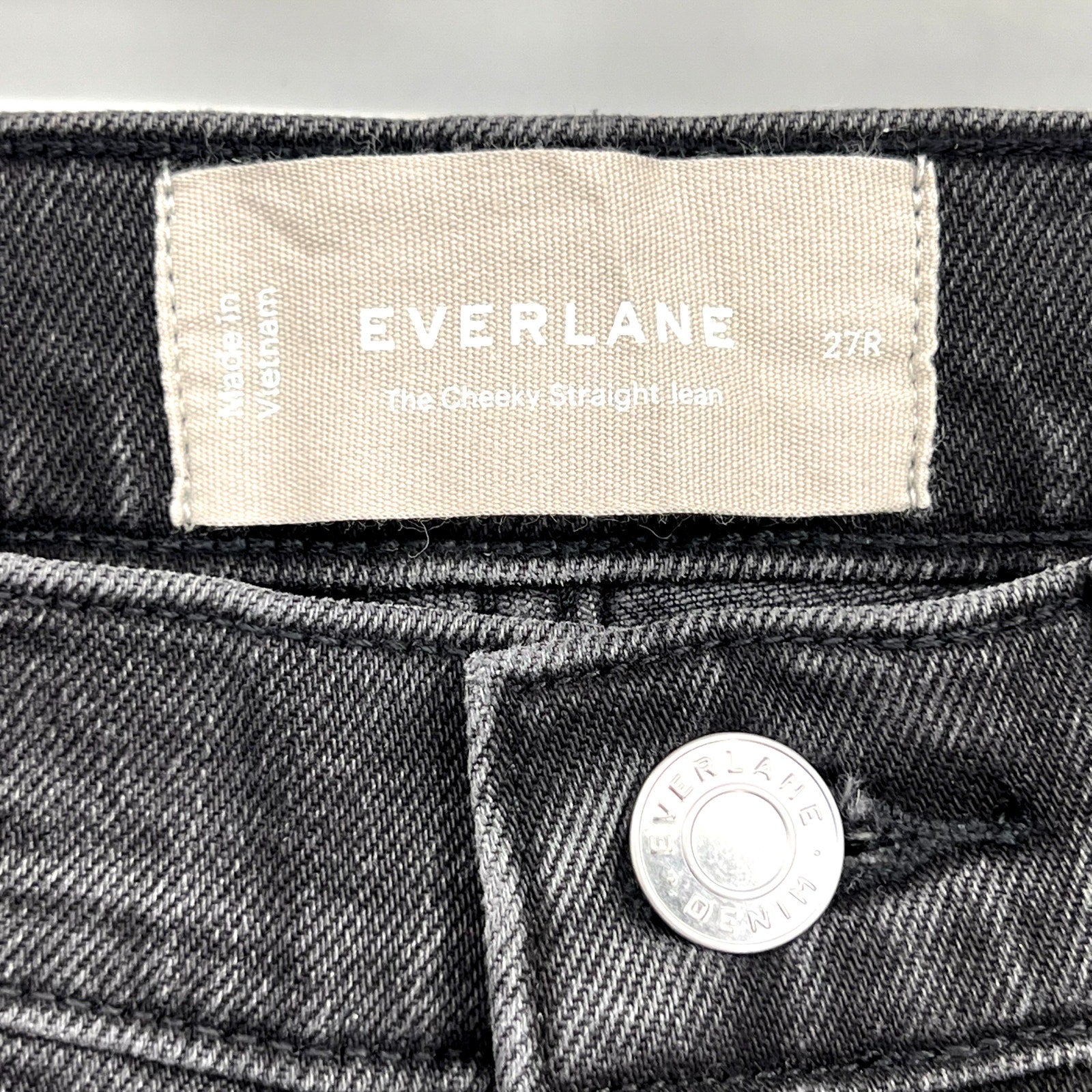 EVERLANE Women's The Cheeky Straight Jeans 27R US 4 Washed Black Stretch NWT