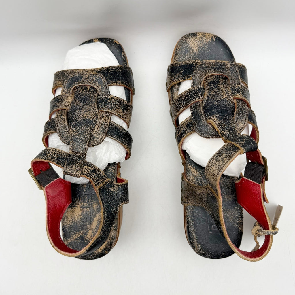 Bed Stu Womens Fabiola Sandals US 8.5 Black Distressed Leather NWT