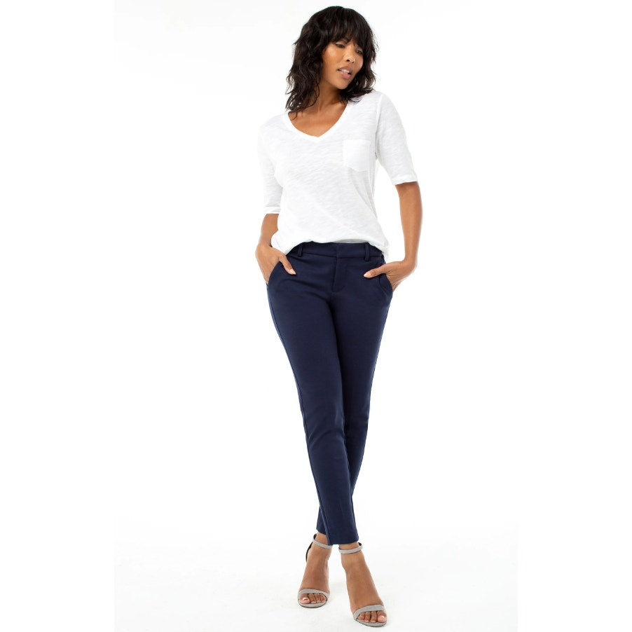 LIVERPOOL Womens Kelsey Knit Trousers Size 27 4 Petite Cadet Blue Ankle NWT