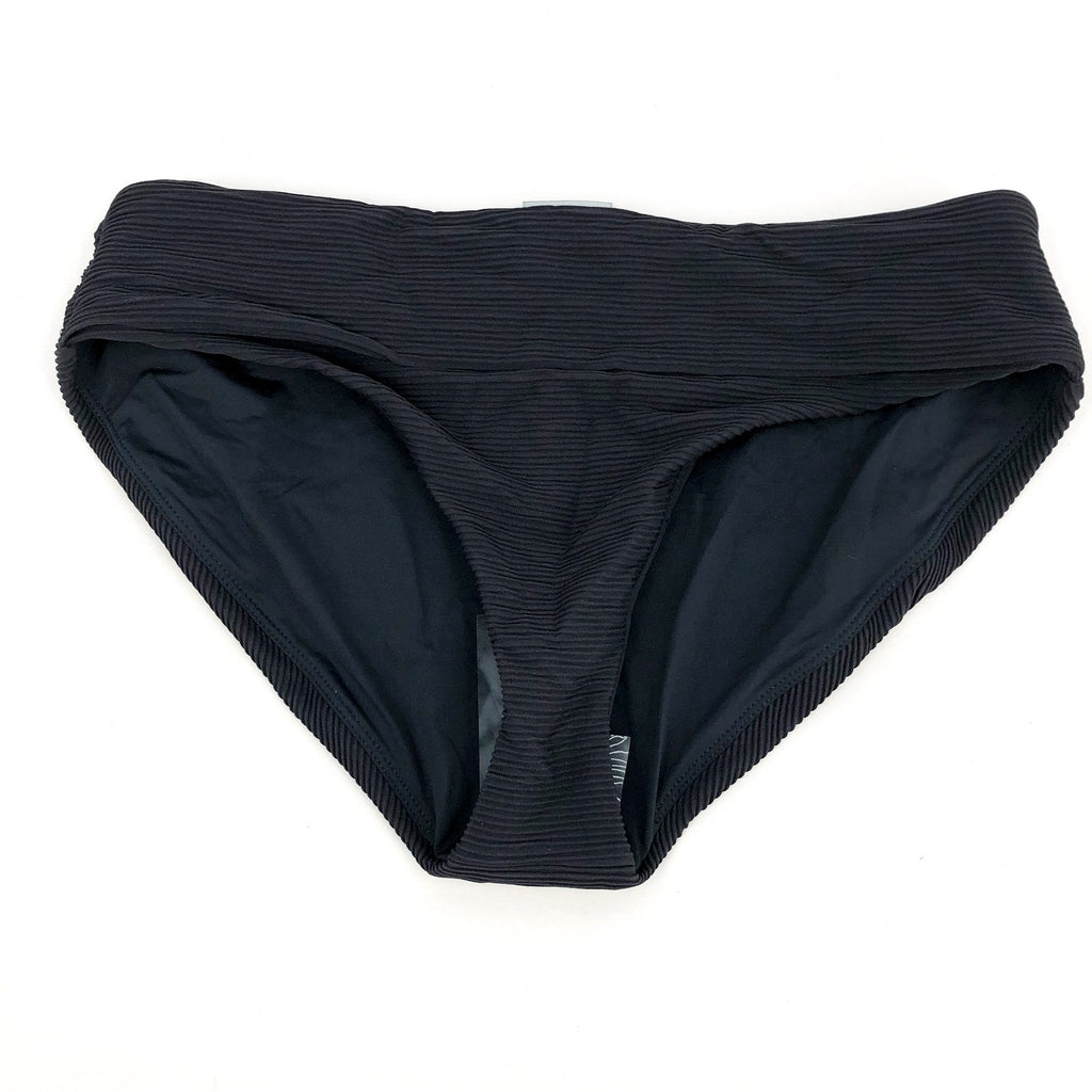 PRANA Women's Marta Bikini Bottom XS Black Ottoman Ribbed Fold Over Band NWT