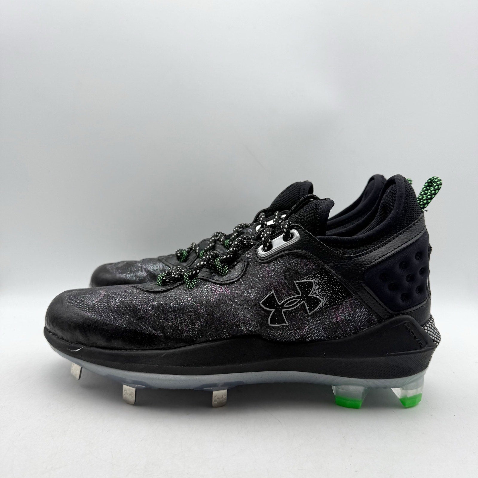 Under Armour Mens Harper 8 Low ST Metal Baseball Cleats US 6.5 Black Green NWOB