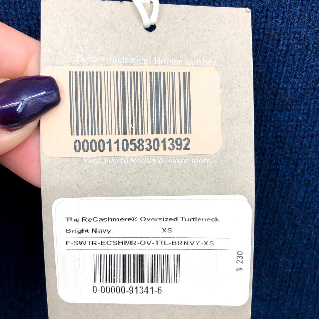 Everlane Womens The ReCashmere Oversized Turtleneck Sweater XS Navy Blue NWT