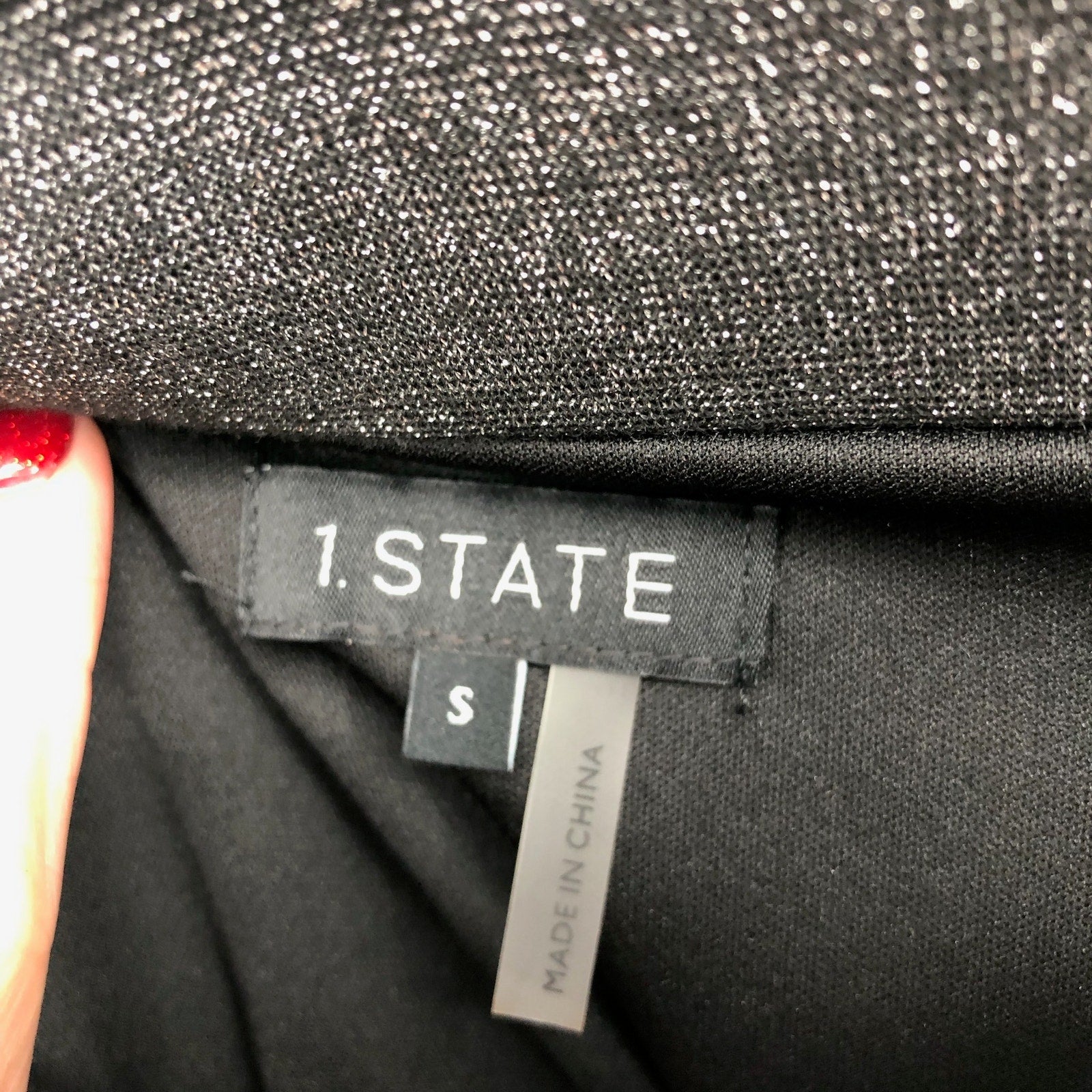 1.State Women's Sparkle Midi Skirt Small Rich Black Small Pull-On Side Slit NWOT