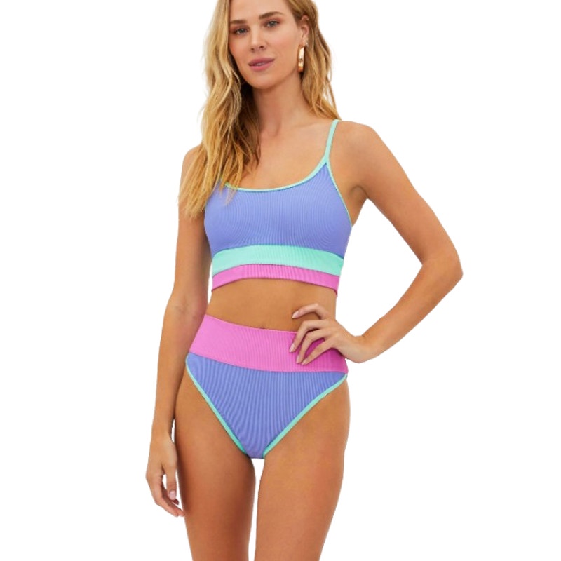 BEACH RIOT Women's Emmy High Waist Bikini Bottom XS Purple Pink High Tide NWT