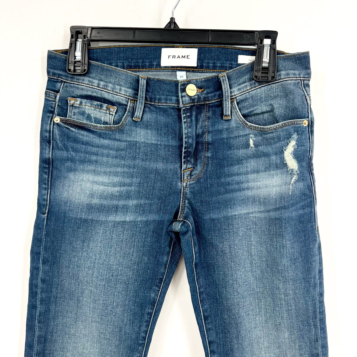 FRAME Women's Le Garcon Slim Boyfriend Jeans Size 25 Dark Blue Distressed NWOT