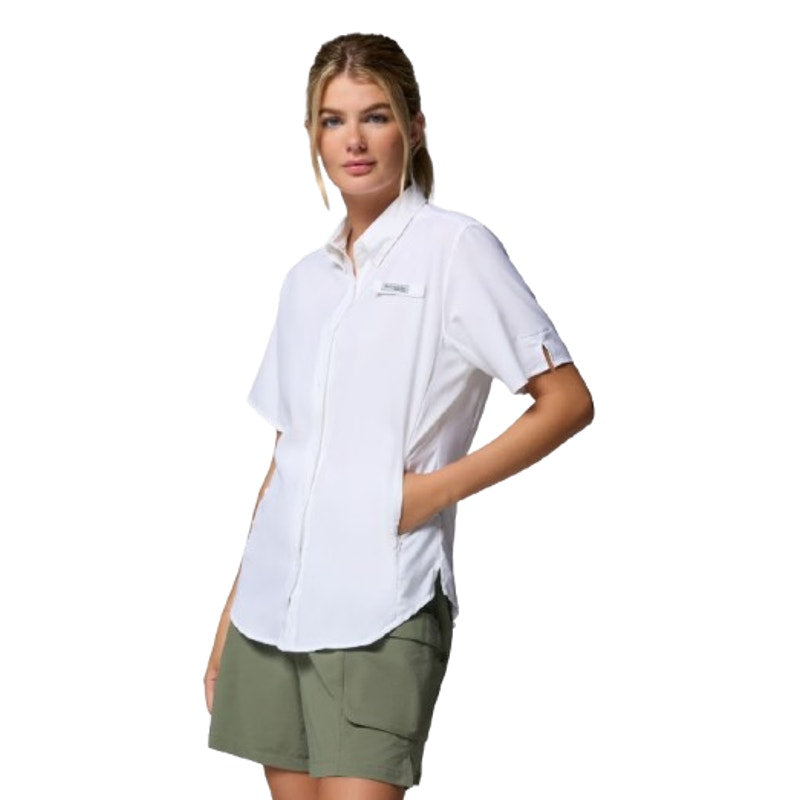 COLUMBIA Women's PFG Tamiami II Shirt Large White Short Sleeve UPF 40+ NWT