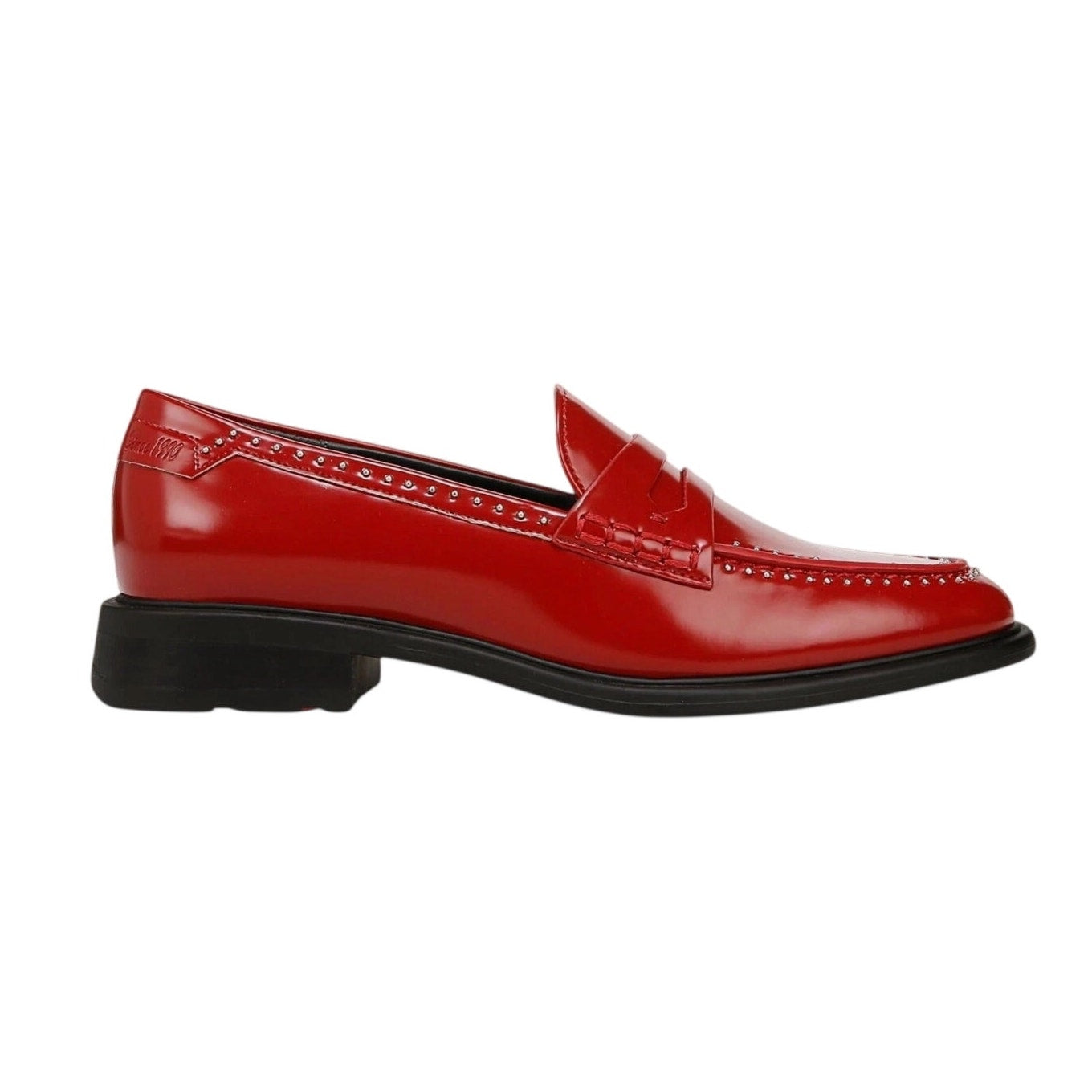Franco Sarto Womens Eden Studded Loafers US 6 M EU 36 Red Slip On NIB