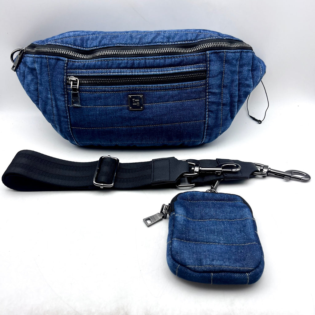THINK ROYLN Sister Sling Denim Crossbody Bag Blue Stone Washed NWT