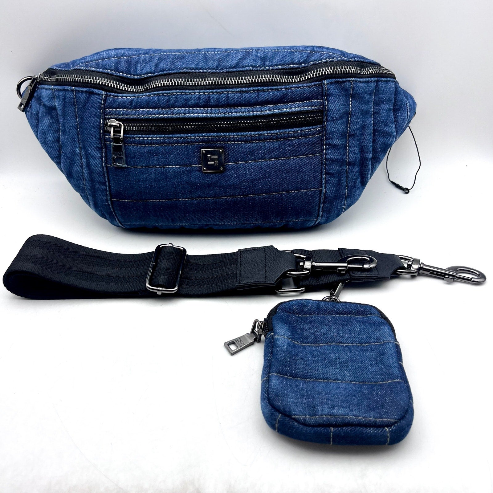 THINK ROYLN Sister Sling Denim Crossbody Bag Blue Stone Washed NWT