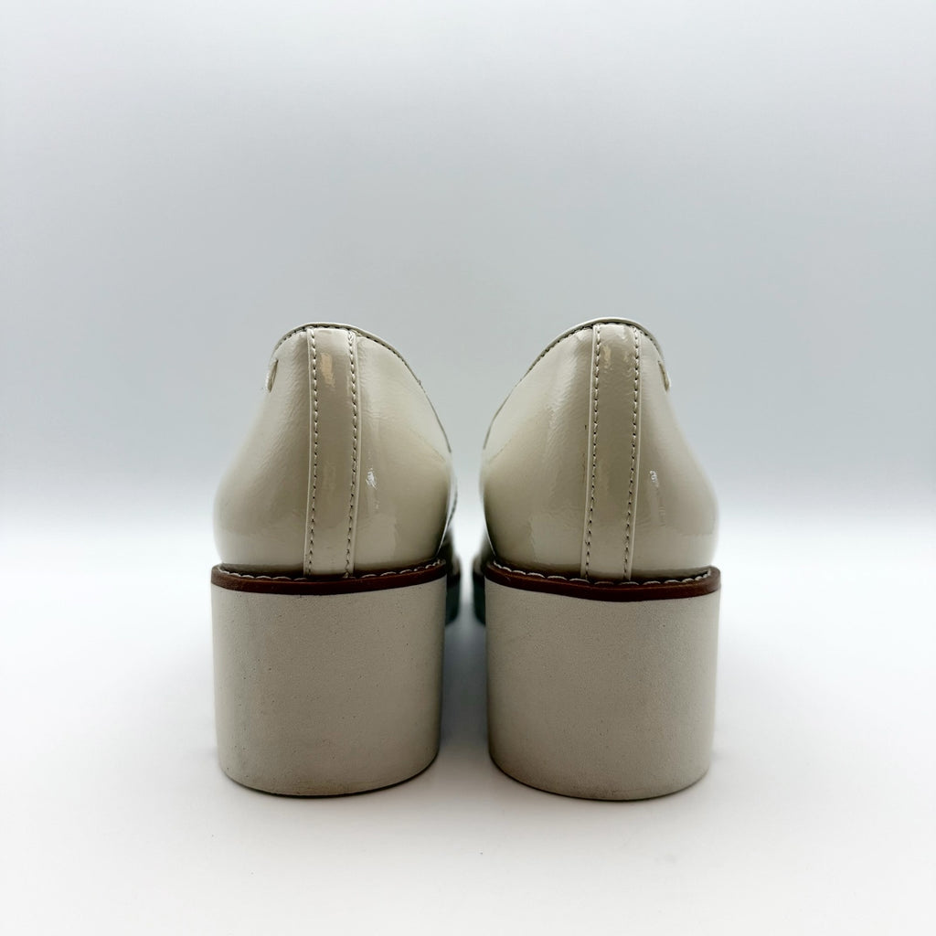 Vionic Women's Willa Wedge Slip on Shoes Size 9.5 WIDE Cream Patent Leather NIB