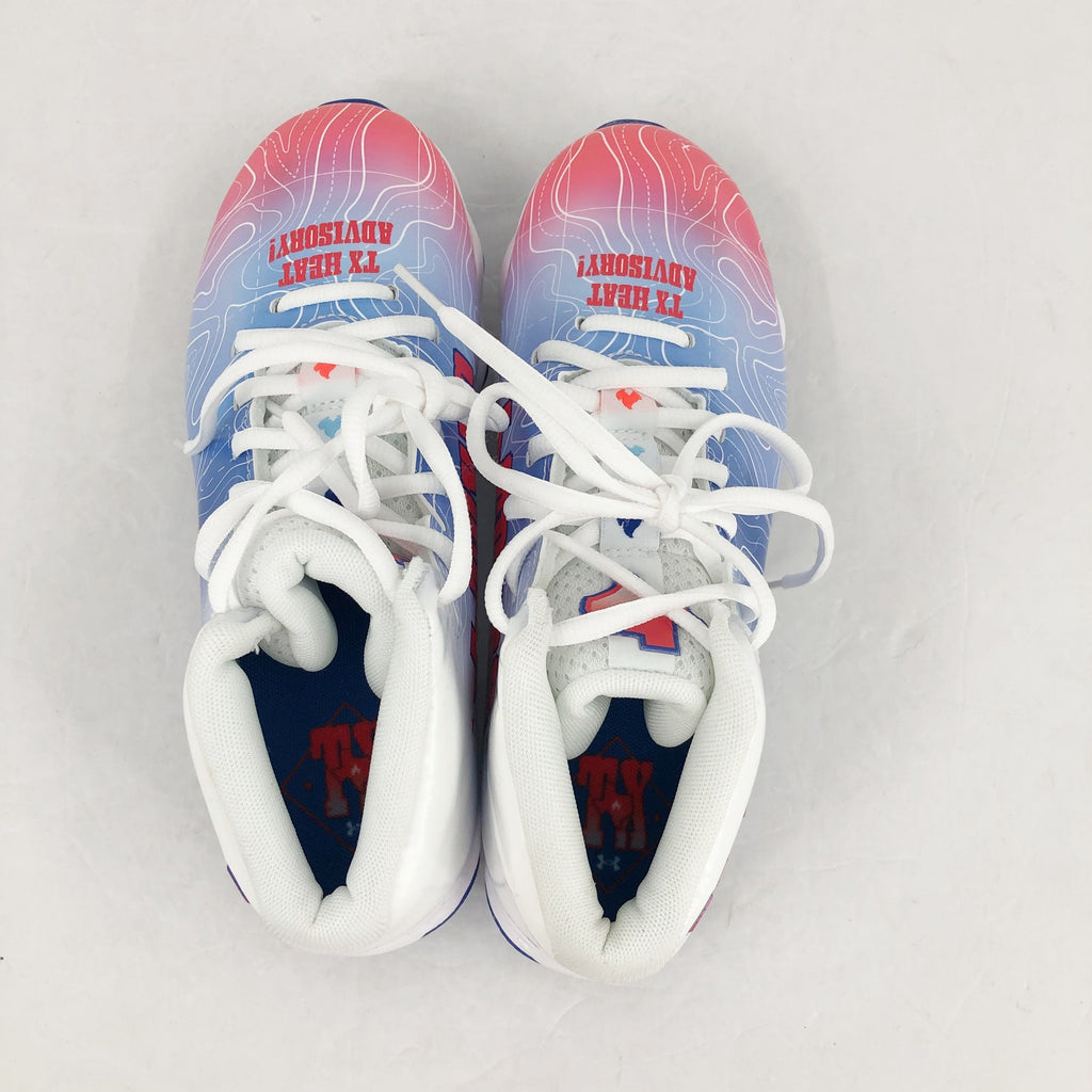 Under Armour Boys Spotlight Fran RM 4 TX Football Cleats 2.5 Red White Blue NWOB
