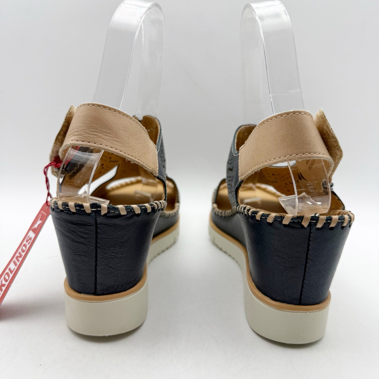 Pikolinos Womens Aguadulce Wedge Sandals EU 37 US 7 Blue Leather NWOB