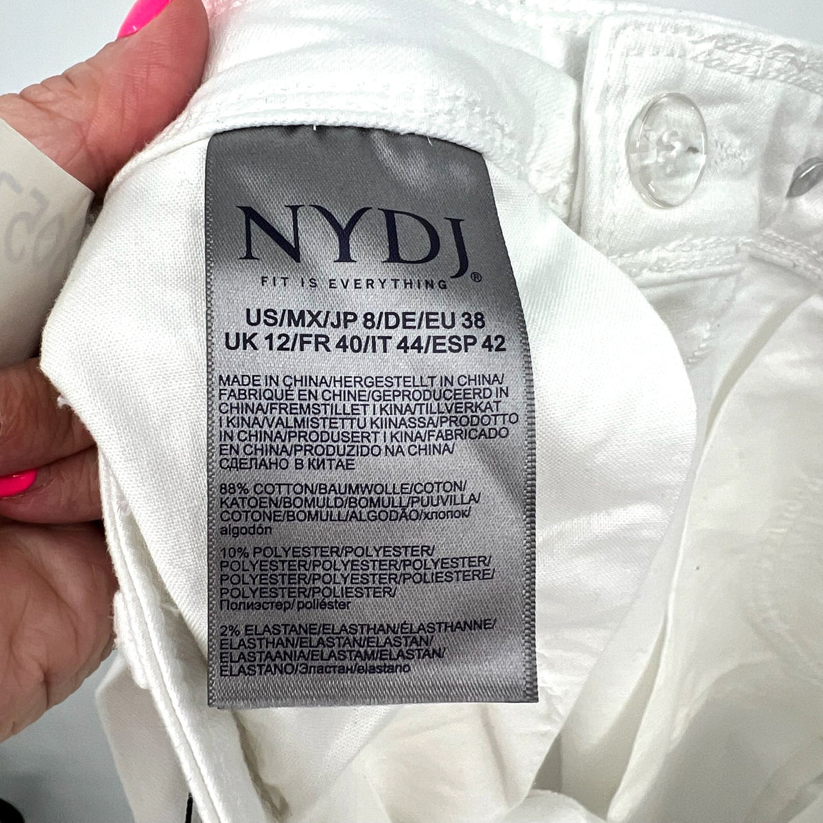 NYDJ Women's Mona Wide Leg Ankle Jeans Size 8 Optic White Denim Trouser NWT