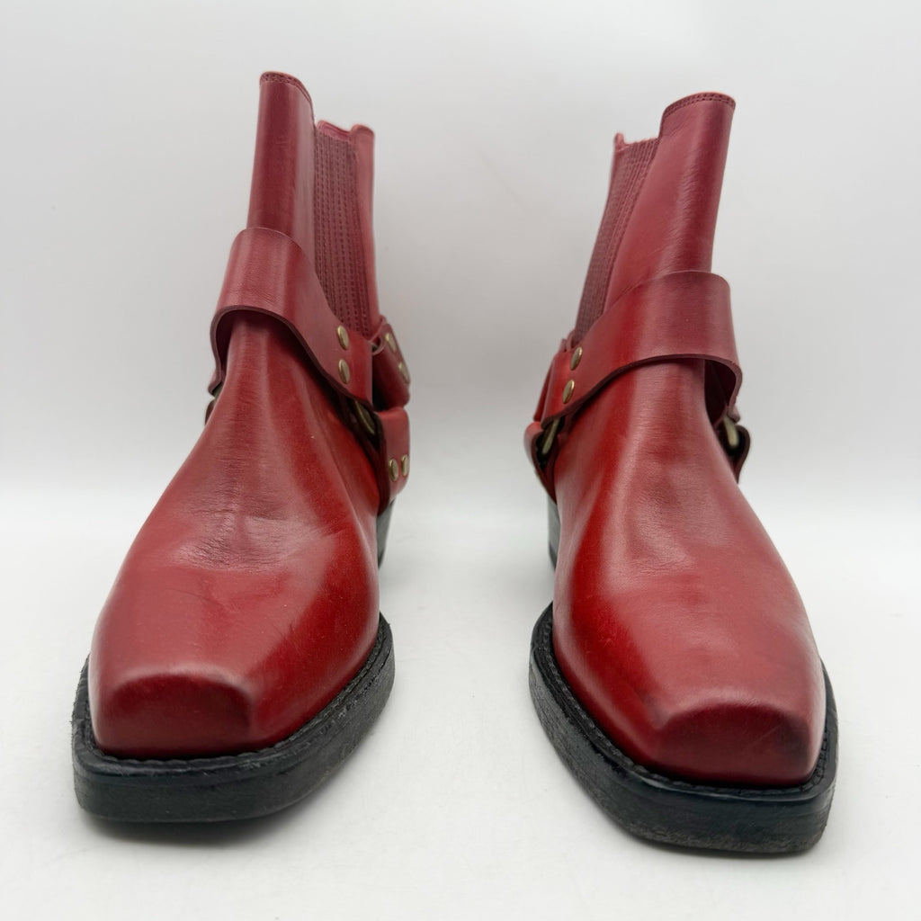 RE/DONE Womens Cavalry Ankle Boots EU 40 US 10 Red Leather NWOB