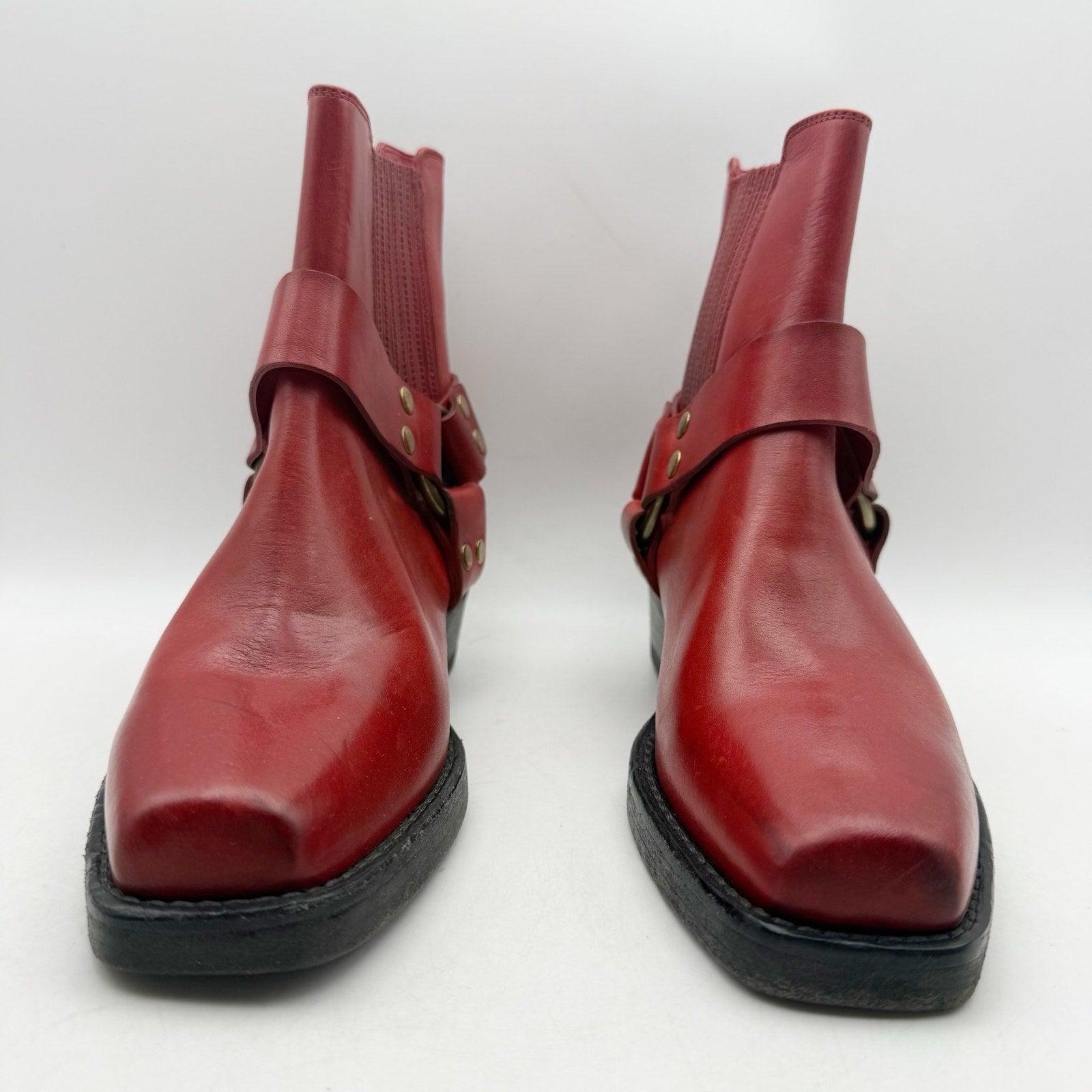 RE/DONE Womens Cavalry Ankle Boots EU 40 US 10 Red Leather NWOB