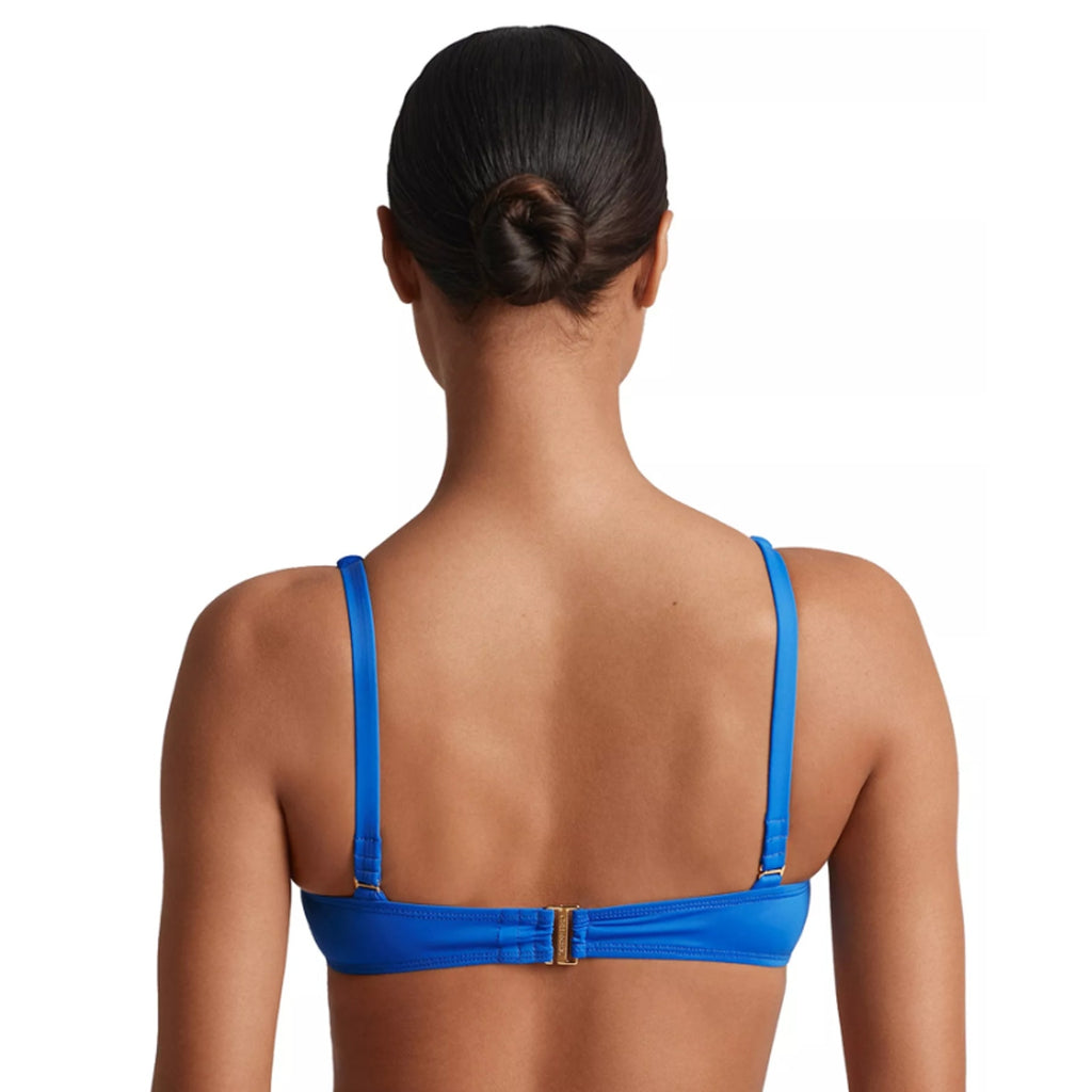 LAUREN RALPH LAUREN Women's Macrame-Ring Bikini Top Size 8 Electric Blue NWT