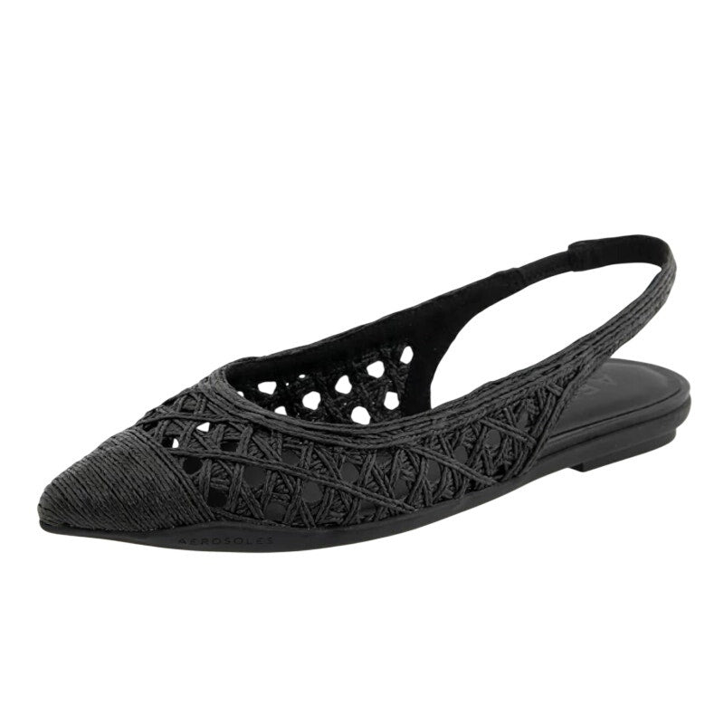 Aerosoles Womens Diego Flats Size 5.5 M EU 36 Black Raffia NIB