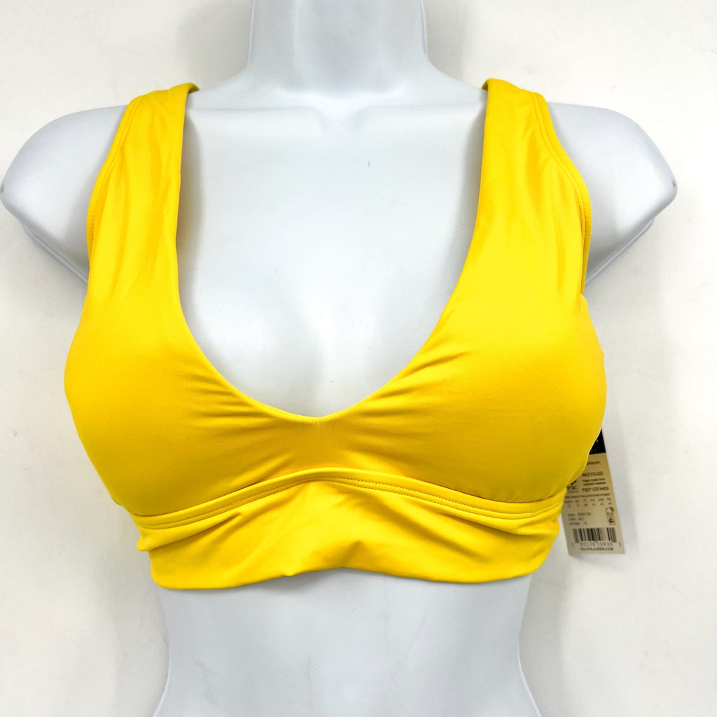 LAUREN RALPH LAUREN Twist X Back Bikini Top Size 4 Bright Yellow Beach Club NWOT