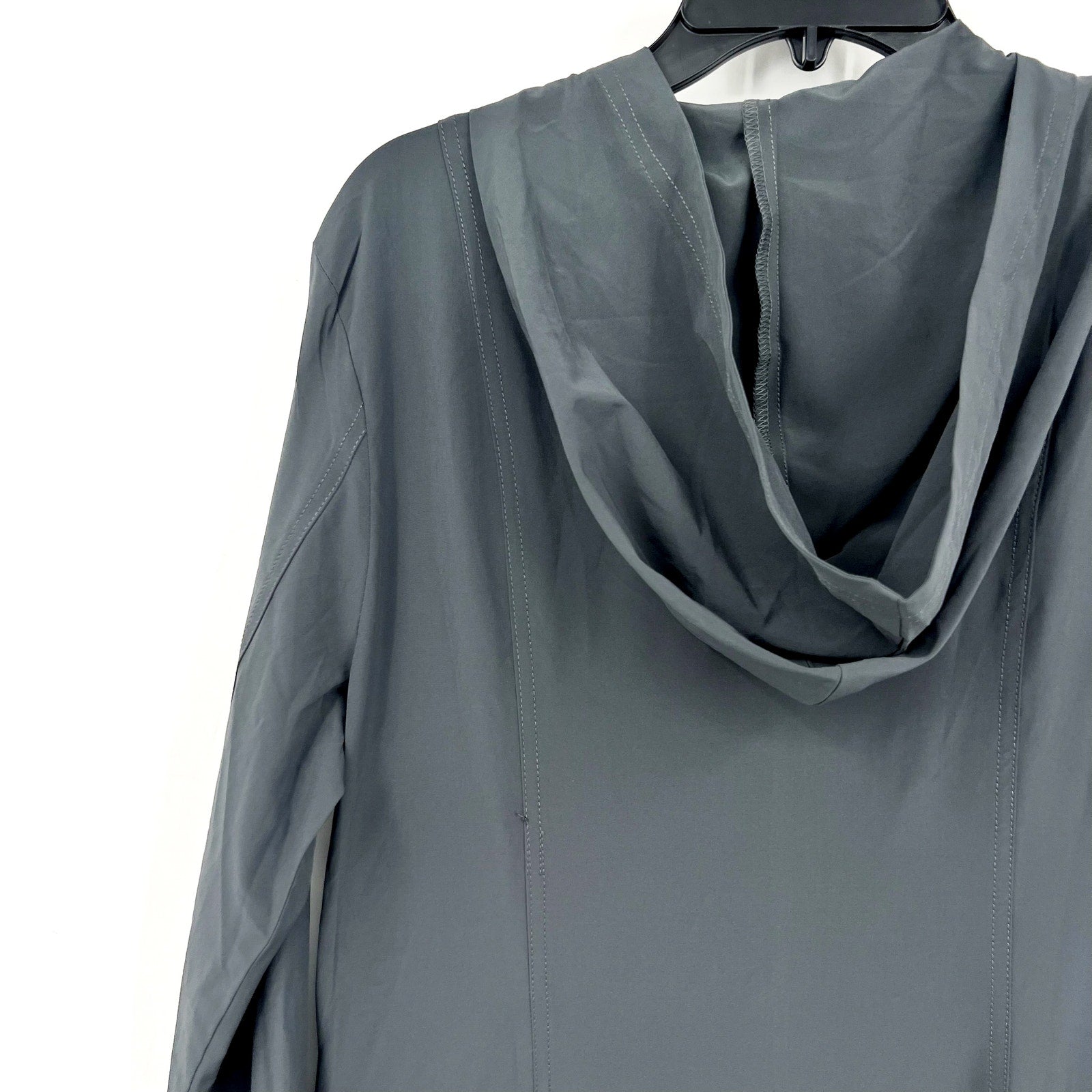 WEARABLE XCVI Active Rufino Stretch Jacket Dress Large Charcoal Grey Hooded NWT