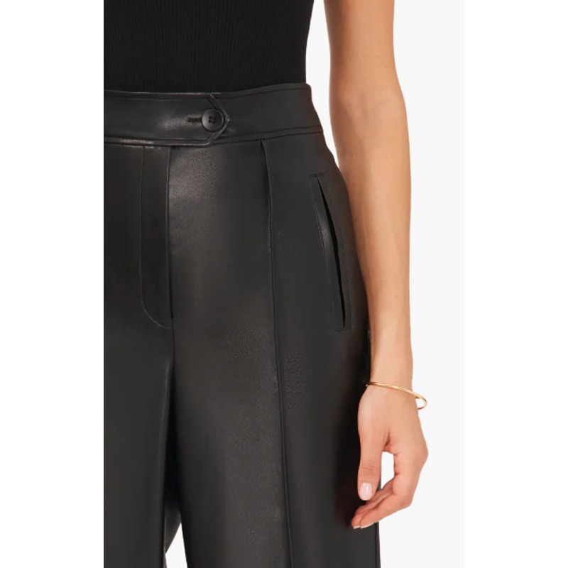 HALOGEN Women's Faux Straight Leather Pants Size 18W Rich Black High Rise NWT