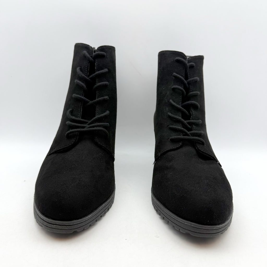 Dr. Scholl's Womens Laurence Heel Booties US 8 M Black Microsuede NIB
