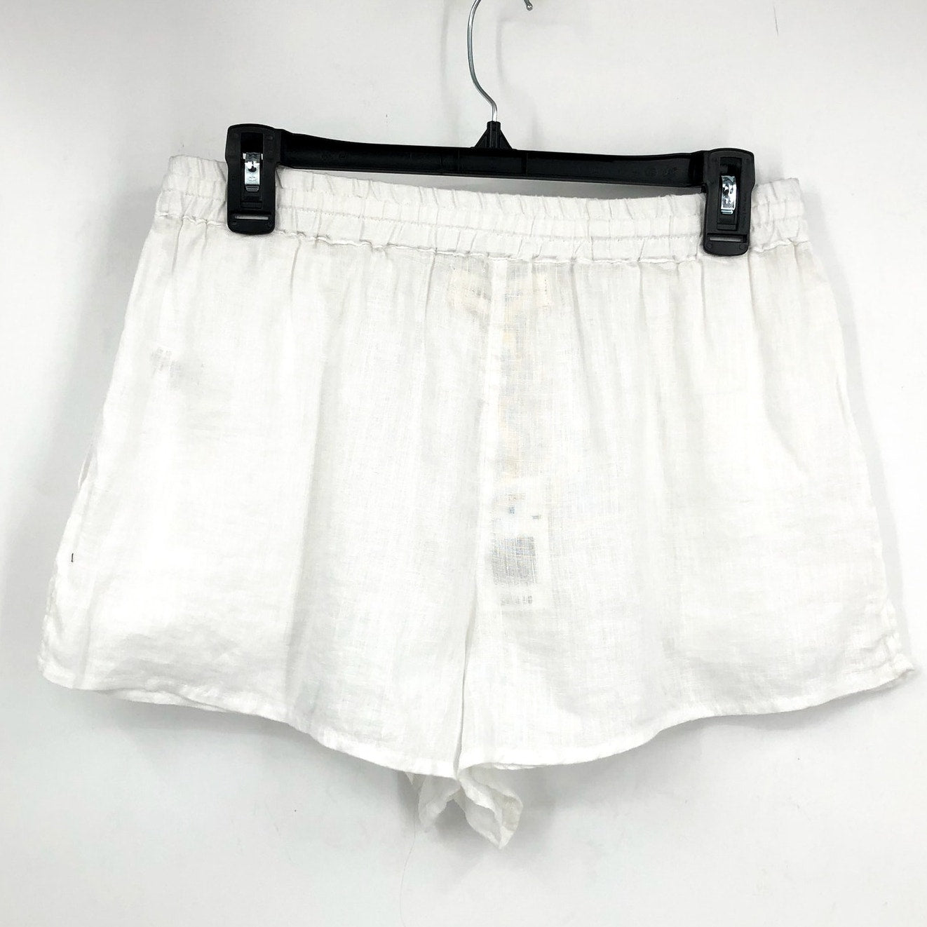 L*SPACE Women's Rio Linen Cover Up Shorts Medium White Drawcord NWT